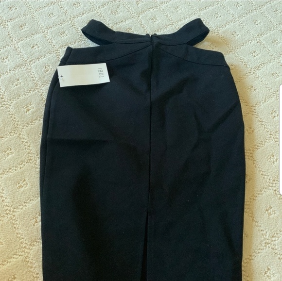 Tobi Black Cut Out Midi Skirt with slit - Picture 3 of 5